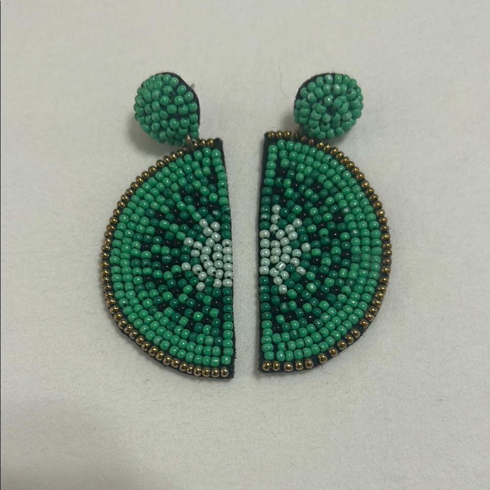 Lime Green Beaded Lime Earrings
